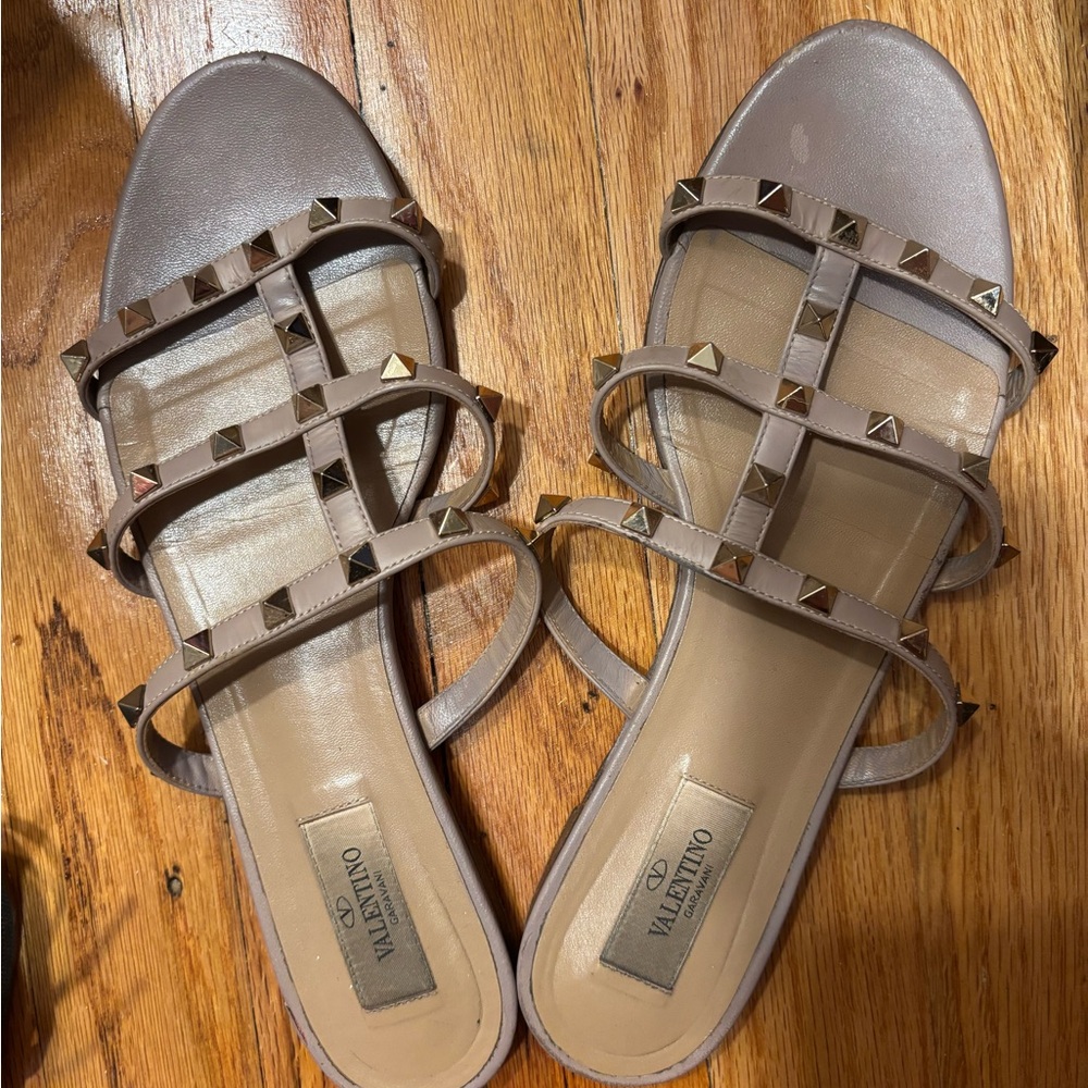 Valentino Women's Studded Sandals - Taupe